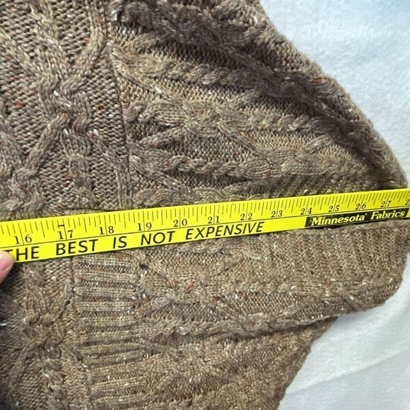 ANTHROPOLOGIE Corinne Cable Knit Poncho Sweater Small Taupe Tan Cowl Oversized - Picture 13 of 15